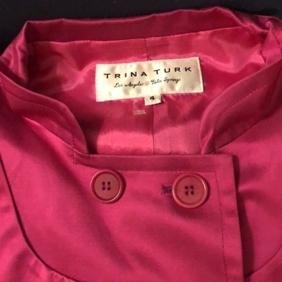 Trina Turk hot pink‎ double breasted jacket size 4 beautiful color - Picture 2 of 6